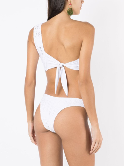 Shop Amir Slama Open-knit Off-shoulder Bikini Set In White