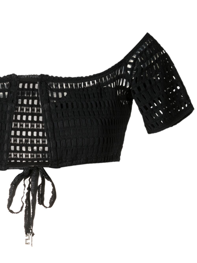 Amir Slama Open-knit Off-shoulder Bikini Set In Black