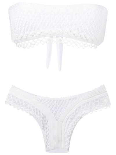 Shop Amir Slama Tricot-knit Bikini Set In White