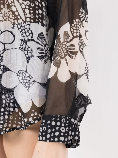 Shop Amir Slama Floral-print Silk Shirt In Black