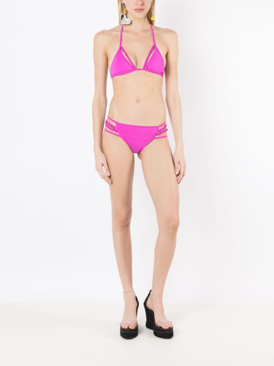 Shop Amir Slama Beaded-strap Triangle Bikini In Pink