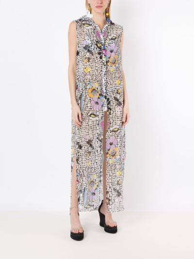 Shop Amir Slama Graphic-print Sleeveless Dress In Multicolour