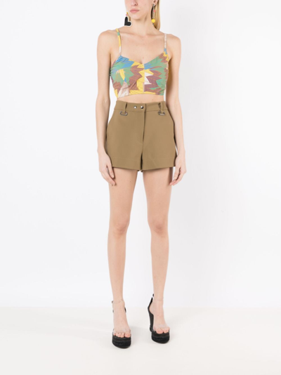 Shop Amir Slama Arrow-print Cropped Cami Top In Multicolour