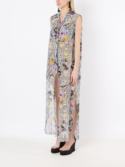 Shop Amir Slama Graphic-print Sleeveless Dress In Multicolour