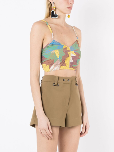 Shop Amir Slama Arrow-print Cropped Cami Top In Multicolour