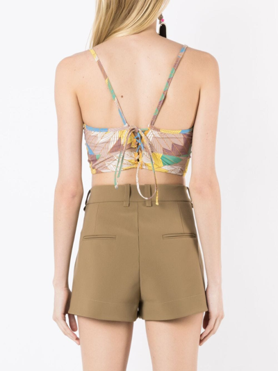 Shop Amir Slama Arrow-print Cropped Cami Top In Multicolour