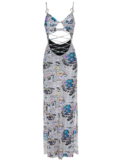 Shop Amir Slama Graphic-print Cut-out Detailing Dress In Black