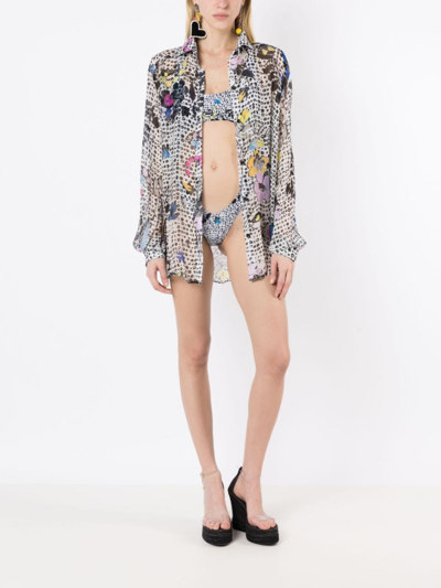 Shop Amir Slama Graphic-print Silk Shirt In Multicolour