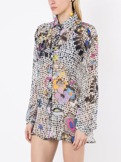 Shop Amir Slama Graphic-print Silk Shirt In Multicolour