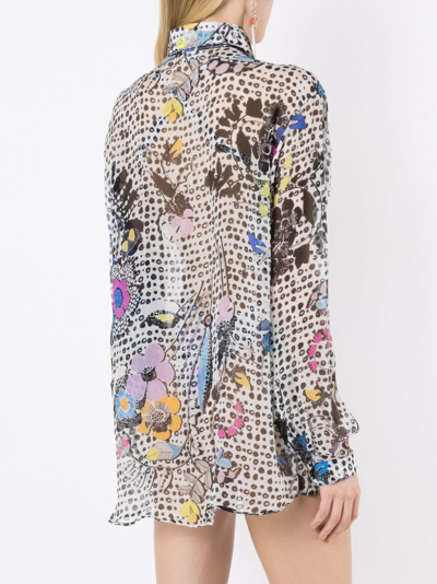 Shop Amir Slama Graphic-print Silk Shirt In Multicolour