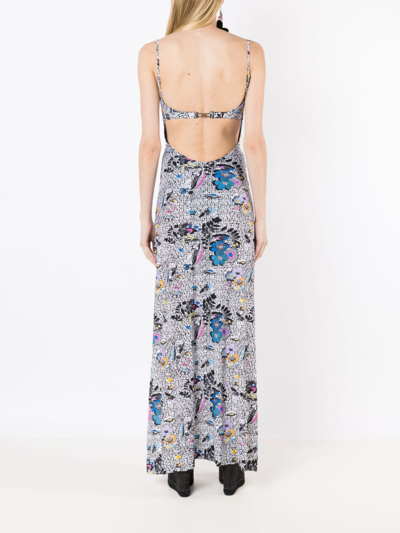 Amir Slama Graphic-print Cut-out Detailing Dress In Black