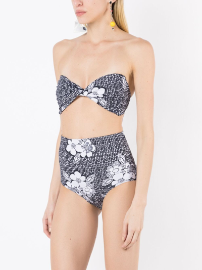 Amir Slama Floral-print Bikini Set In Black