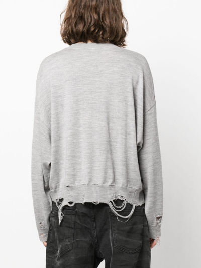 R13 Distressed Merino-wool Jumper In Grey