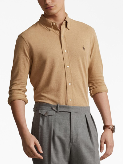 Polo Ralph Lauren Polo Pony-embroidered Cotton Shirt In Brown
