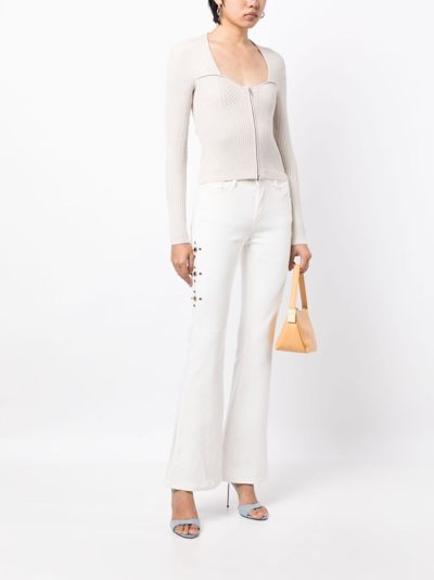 Madison.maison Stud-embellished Flared Jeans In White
