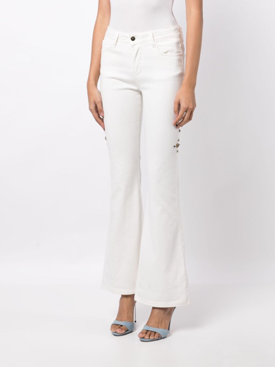 Shop Madison.maison Stud-embellished Flared Jeans In White