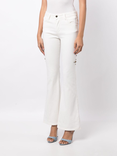 Madison.maison Stud-embellished Flared Jeans In White