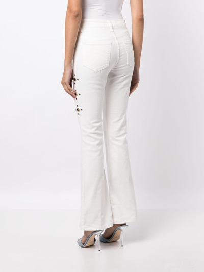 Shop Madison.maison Stud-embellished Flared Jeans In White