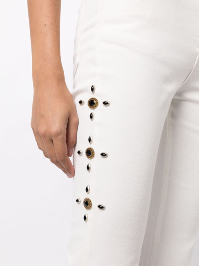 Shop Madison.maison Stud-embellished Flared Jeans In White