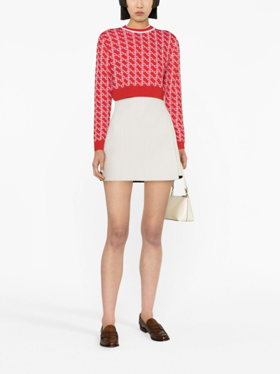 Shop Patou Logo-jacquard Merino Wool Jumper In Red