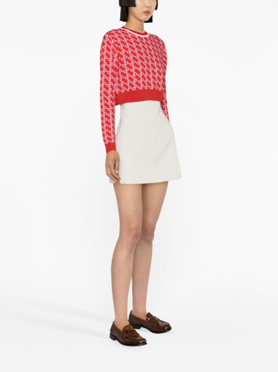 Shop Patou Logo-jacquard Merino Wool Jumper In Red