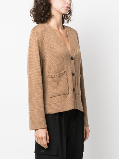 Shop Fabiana Filippi V-neck Virgin-wool Cardigan In Brown