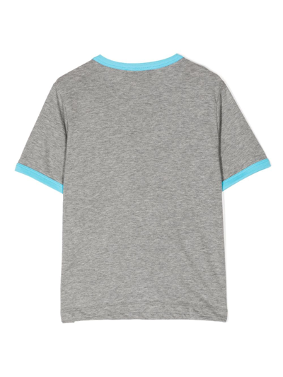 Shop Emporio Armani X Smurfs Logo-print Cotton T-shirt In Grey