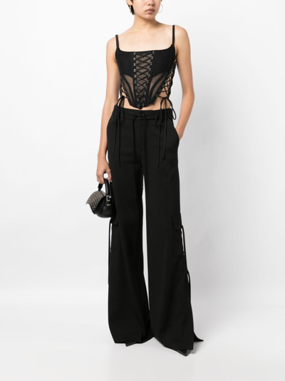 Shop Monse High-waist Side-slit Cargo Trousers In Black