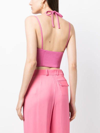 Shop Monse Studded Lace-up Bustier Top In Pink