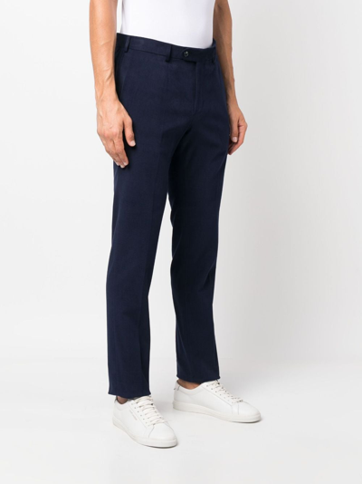 Shop Luigi Bianchi Mantova Slim-cut Cotton Trousers In Blue