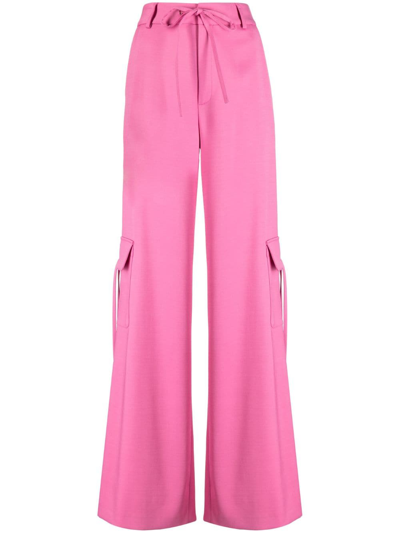 Shop Monse High-waisted Side-slit Cargo Trousers In Pink