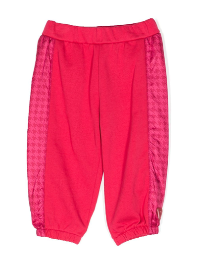 Emporio Armani Cotton Houndstooth-print Track Trousers In Pink