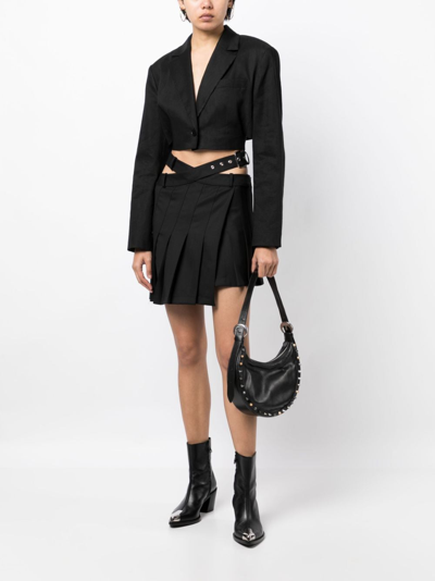 Monse Pleated Asymmetric Mini Skirt In Black