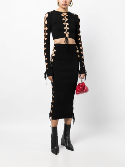 Monse Lace-up Detailed Knitted Skirt In Black
