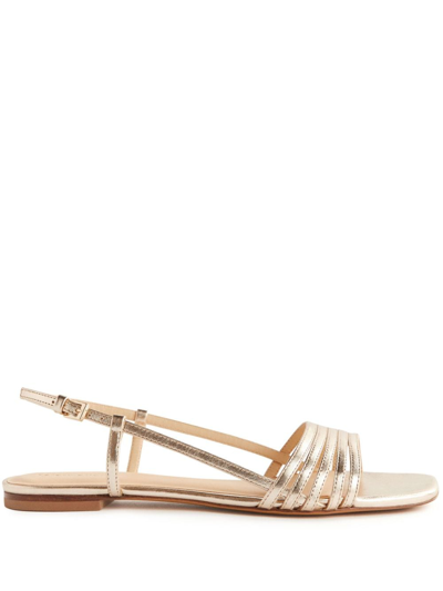 Shop Reformation Millie Lattice Flat Sandals In Gold