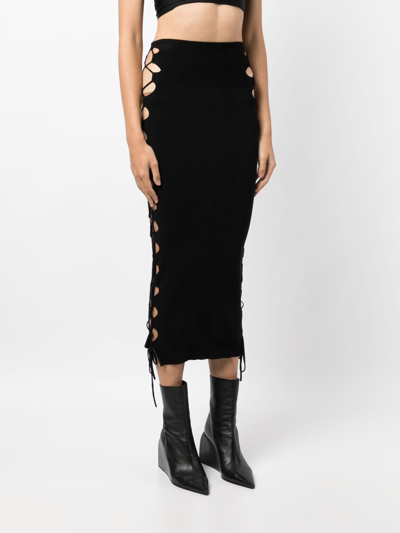 Monse Lace-up Detailed Knitted Skirt In Black