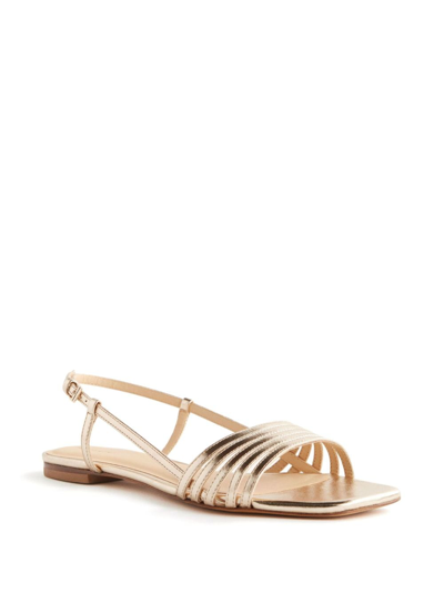 Shop Reformation Millie Lattice Flat Sandals In Gold