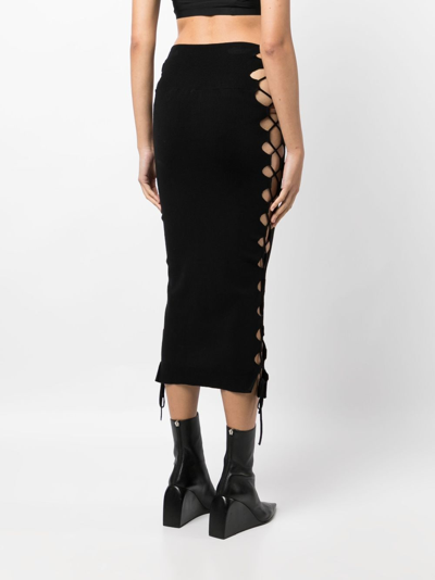 Monse Lace-up Detailed Knitted Skirt In Black