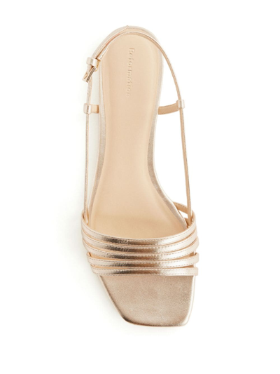 Shop Reformation Millie Lattice Flat Sandals In Gold