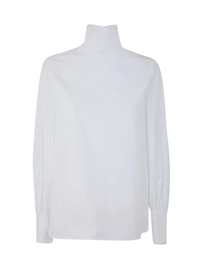 Shop Alberto Biani Cotton Poplin High Neck Shirt Clothing In White