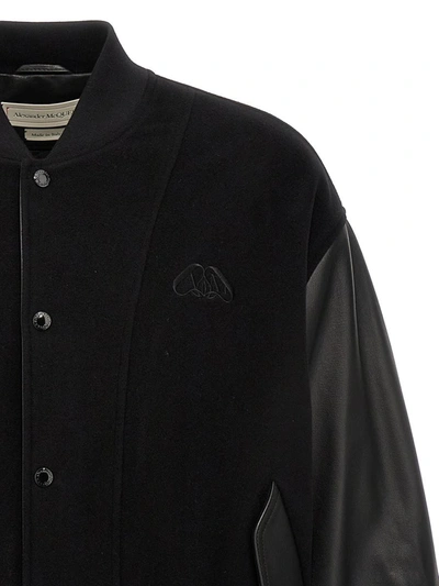 Shop Alexander Mcqueen Logo Embroidery Bomber Jacket In Black