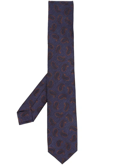 Shop Barba Printed Necktie Accessories In Blue