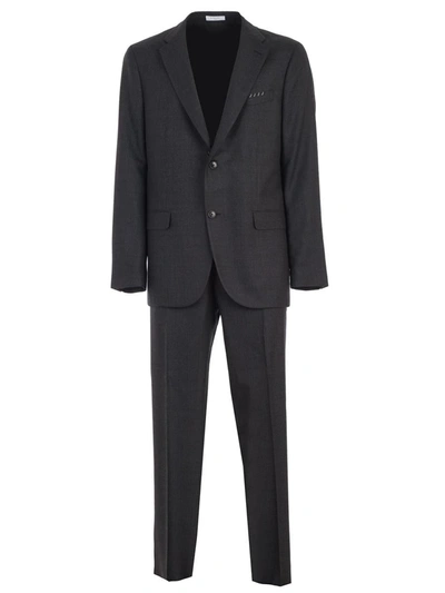 Boglioli Men's Mini Square Pattern Suit In Grey