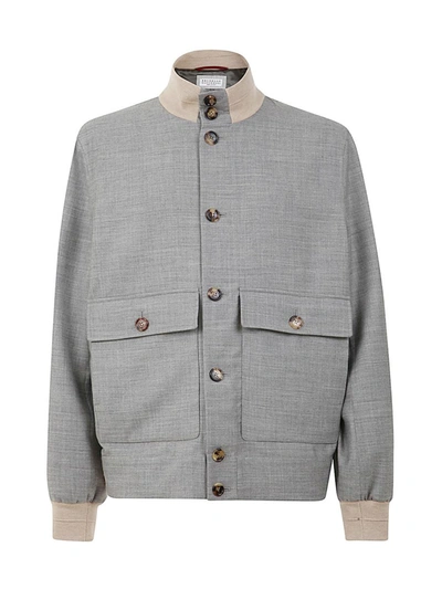 Shop Brunello Cucinelli Cashmere Double Bomber Jacket Clothing In Grey