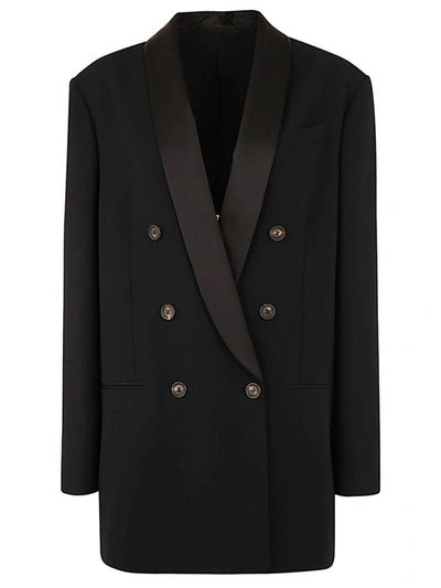 Brunello Cucinelli Jacket Double Breasted Satin Lapel In Black
