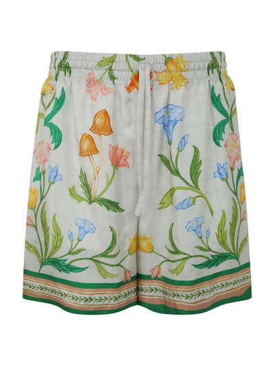 Shop Casablanca Silk Shorts With Drawstrings Clothing In Multicolour