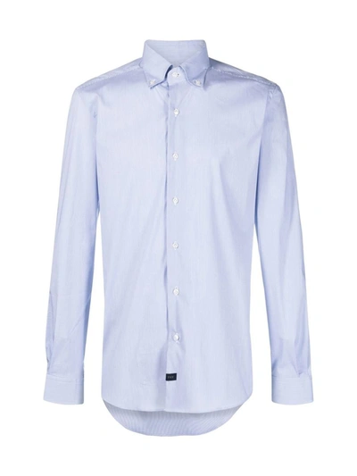 Shop Fay Button Down Stretch Shirt Clothing In Blue