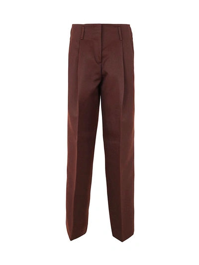 Shop Golden Goose Journey Pant Flavia Wide Leg Compact Gabardine Wool Clothing In Brown