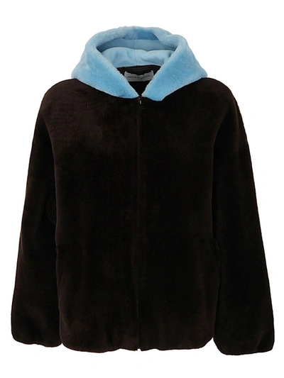 Shop Inès & Maréchal Shearling Hooded Bicolor Jacket Clothing In Multicolour