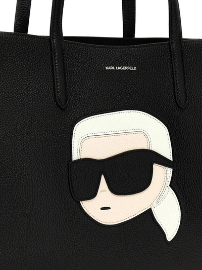 Shop Karl Lagerfeld 'k/ikonik' Large Shopping Bag In Black